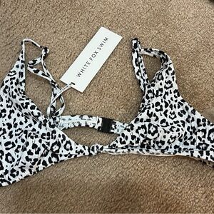 White Fox Boutique Black and White Leopard Bikini Top